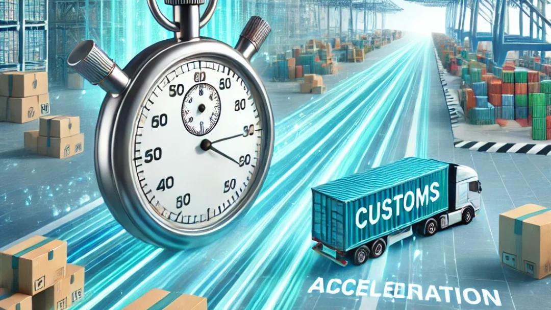 DALL·E-2024-10-10-11.25.15-An-image-representing-the-acceleration-of-customs-procedures-for-shipping.-The-image-shows-a-stopwatch-or-timer-symbol-next-to-a-cargo-container-or-sh